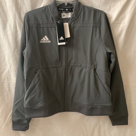 ADIDAS Women's Urban Bomber Jacket in Grey/White Sz Medium - Picture 1 of 8